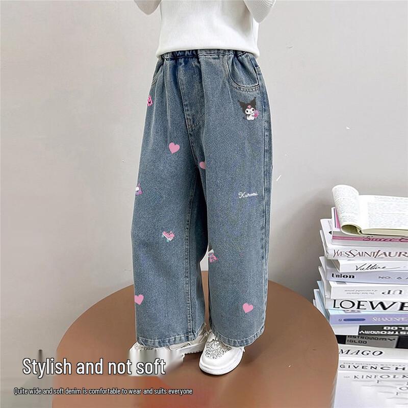 

Hello Kitty Girls Cartoon Print Soft Denim Jeans 150