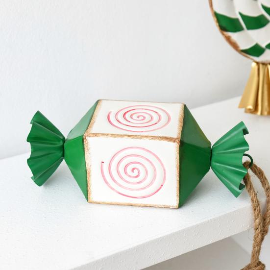 Metal Christmas Ornament Iron Gift Box/Candy/Drum Hanging Decorations for Christmas Tree Holiday Party Decor