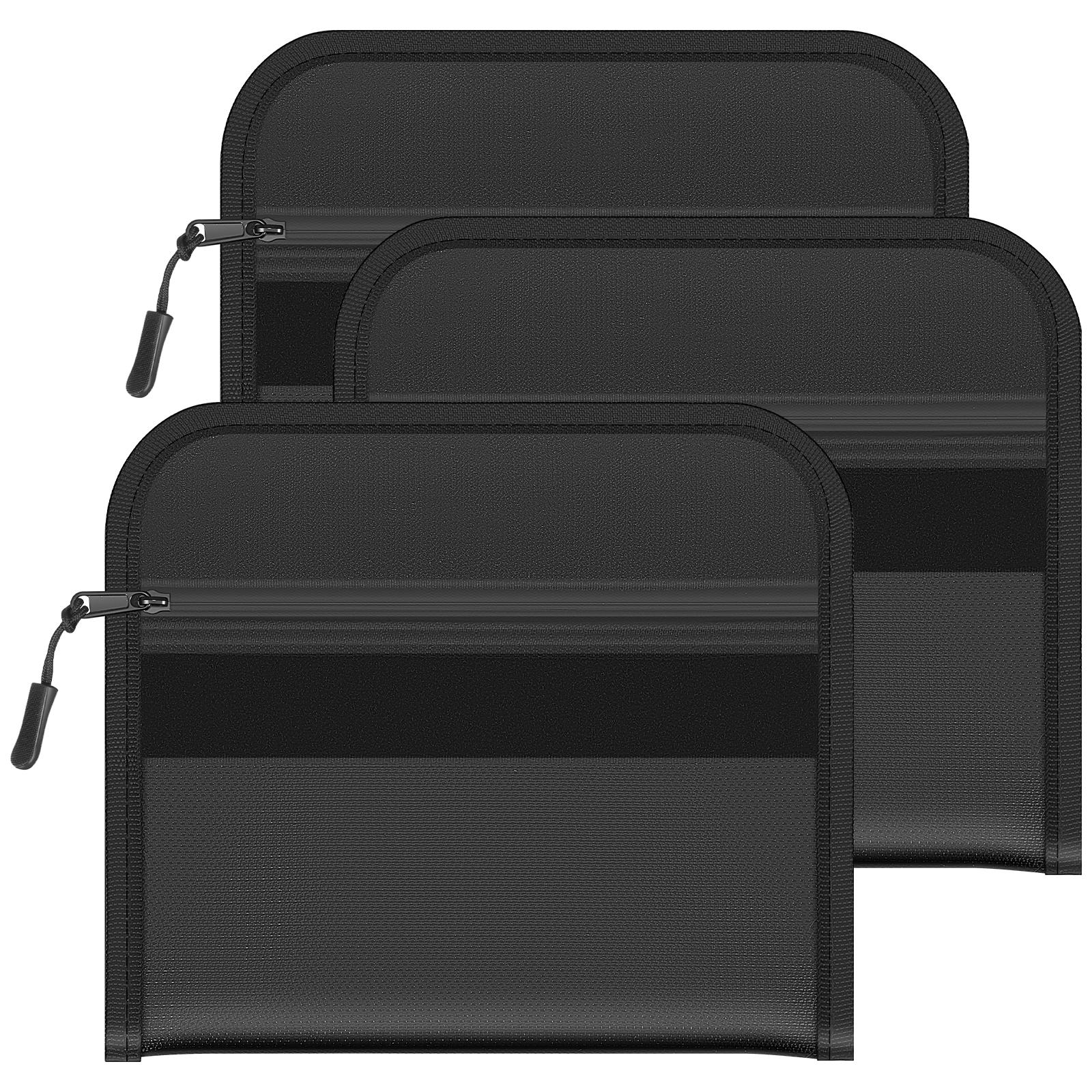3Pcs Fireproof & Waterproof Document Bag Money Passport File Storage Bag with Zipper Large Capacity Fireproof Certificates Bag