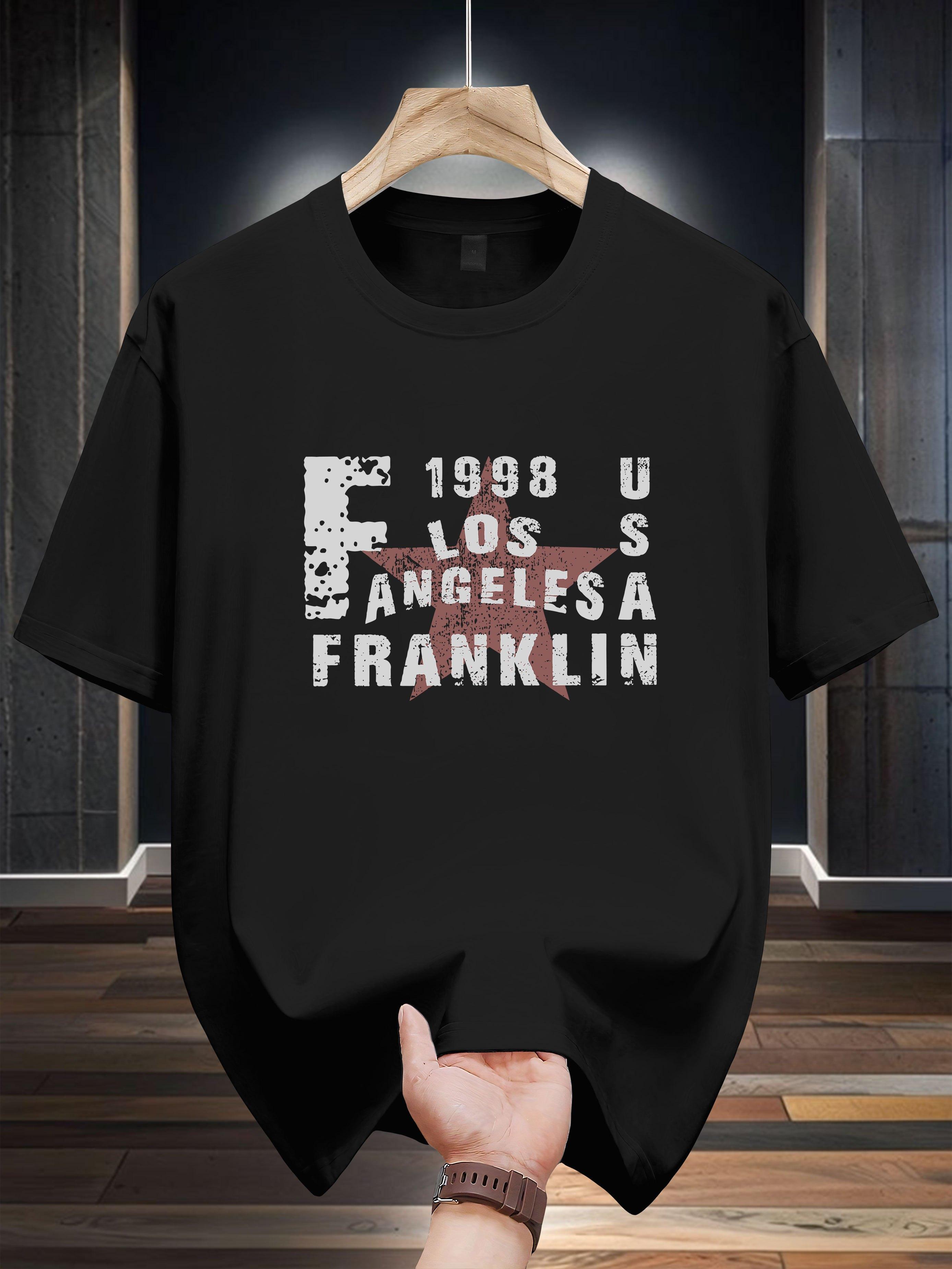 200g 100% Cotton Casual T-shirt - Franklin Graphic Print XXXL
