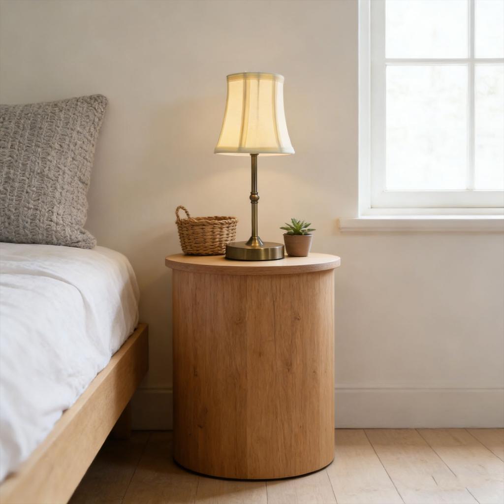 Vintage LED-Tischlampe mit Stoffschirm für Schlafzimmer und Esszimmer