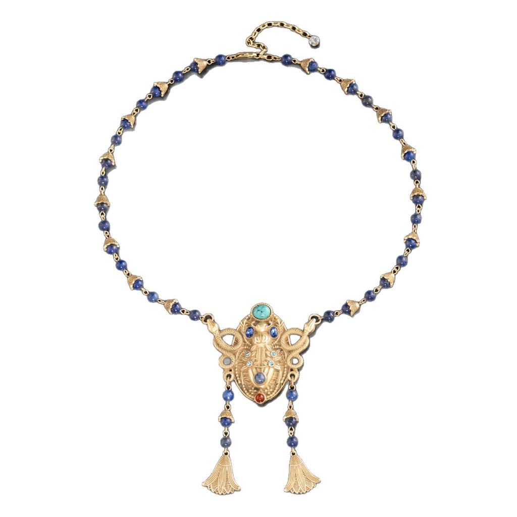Phönixkrone Kupferlegierung Lapislazuli Halskette Krone Mazu Gotteshut Hu Xian Kaiserin Krone Muse Statue Zubehör