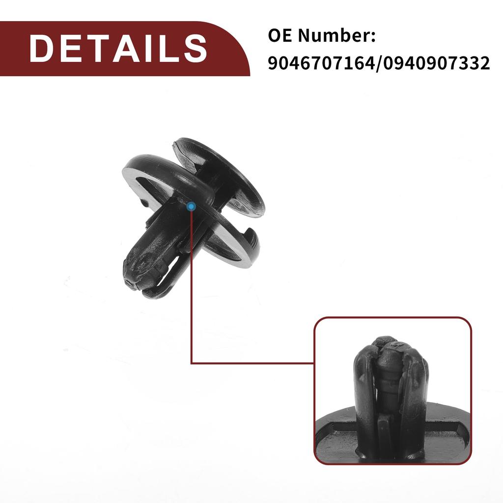 TUCKBOLD 100 Black Bumper Push Type Plastic Retainer Rivets Durable Car Front Fender Skirt Clip for Toyota Sienna 1998-2020 No.9046707164/0940907332