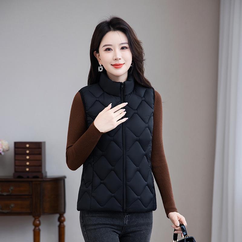 

Женский легкий пуховый жилет большого размера со стойкой воротником, свободный 5XL чёрный