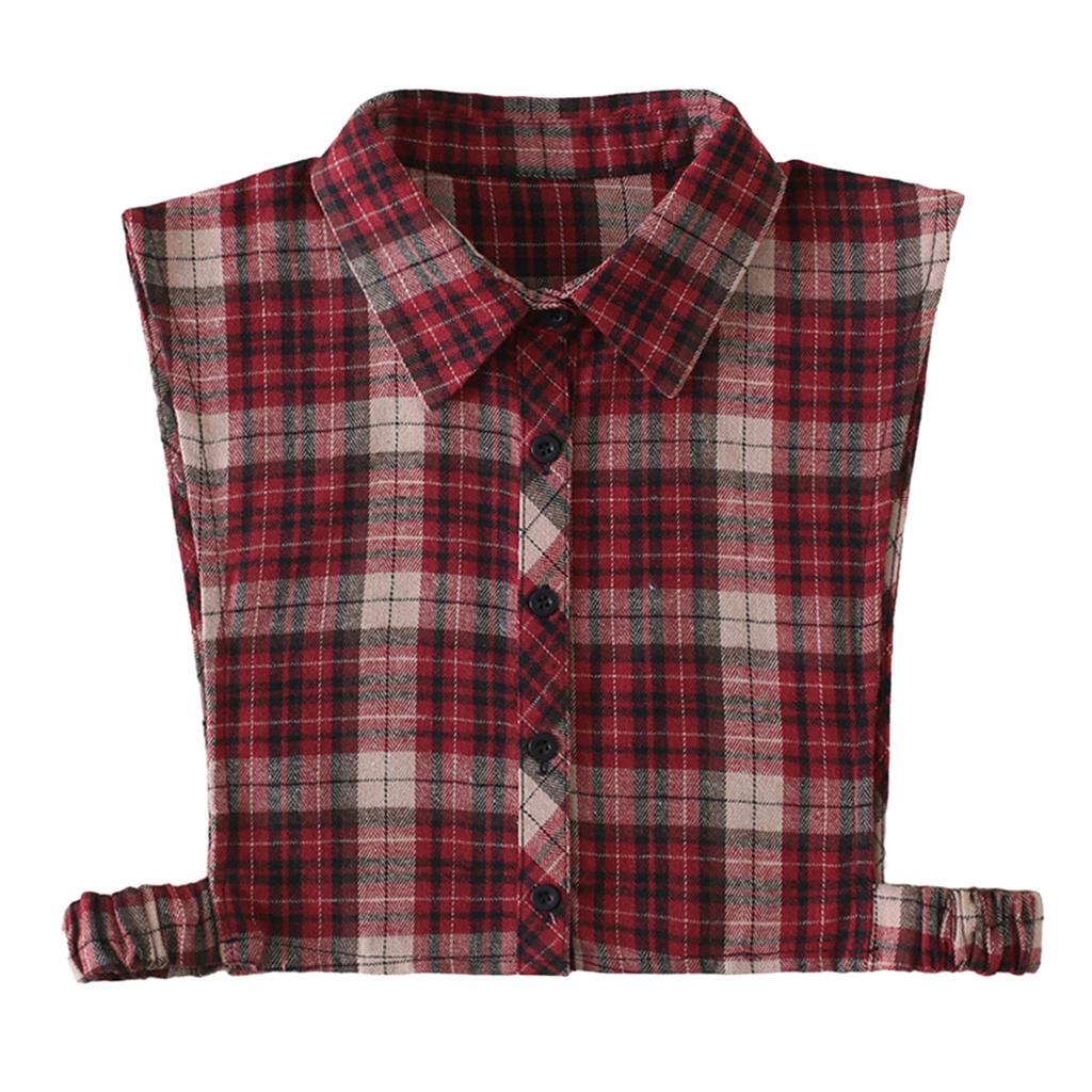 Checked False Collar for Lady Winter Detachable Lapel Faux Collar Half Blouse Collar Fashion Shirt Sweater Accessories