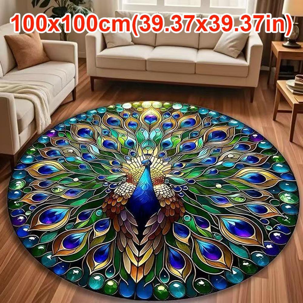 Special-shaped Peacock Carpet Soft Bathroom Floor Mat for Living Room Tea Table Bedside