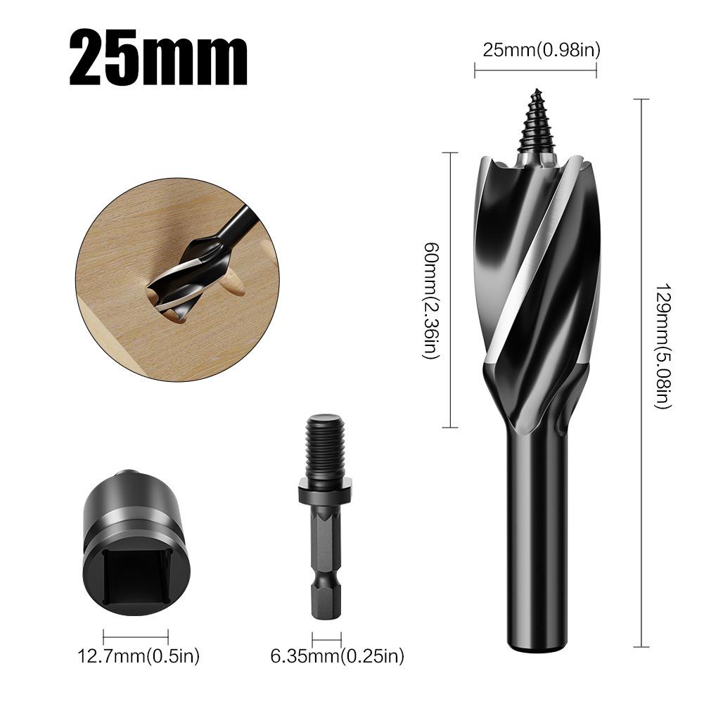 Hand Branch Drill, Hexagonal Shank Hole Opener, Four-slot Four-blade Woodworking Drill Set, Outdoor Manual Multi-purpose Drill