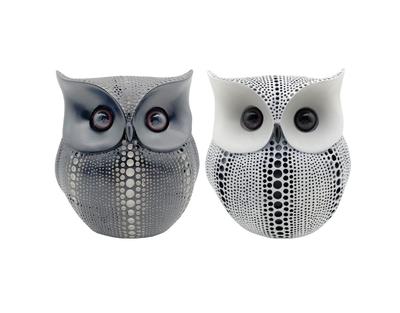 LuceLuce Owl Entryway Ornament, Nordic Owl Decor, Asian Goods, Bali, Good Luck Charm, Feng Shui, White Owl & Black Owl Set