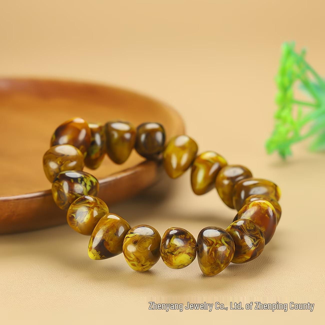 

Vintage-Style Multi-Faceted Honey Wax Floral Bracelet коричневый