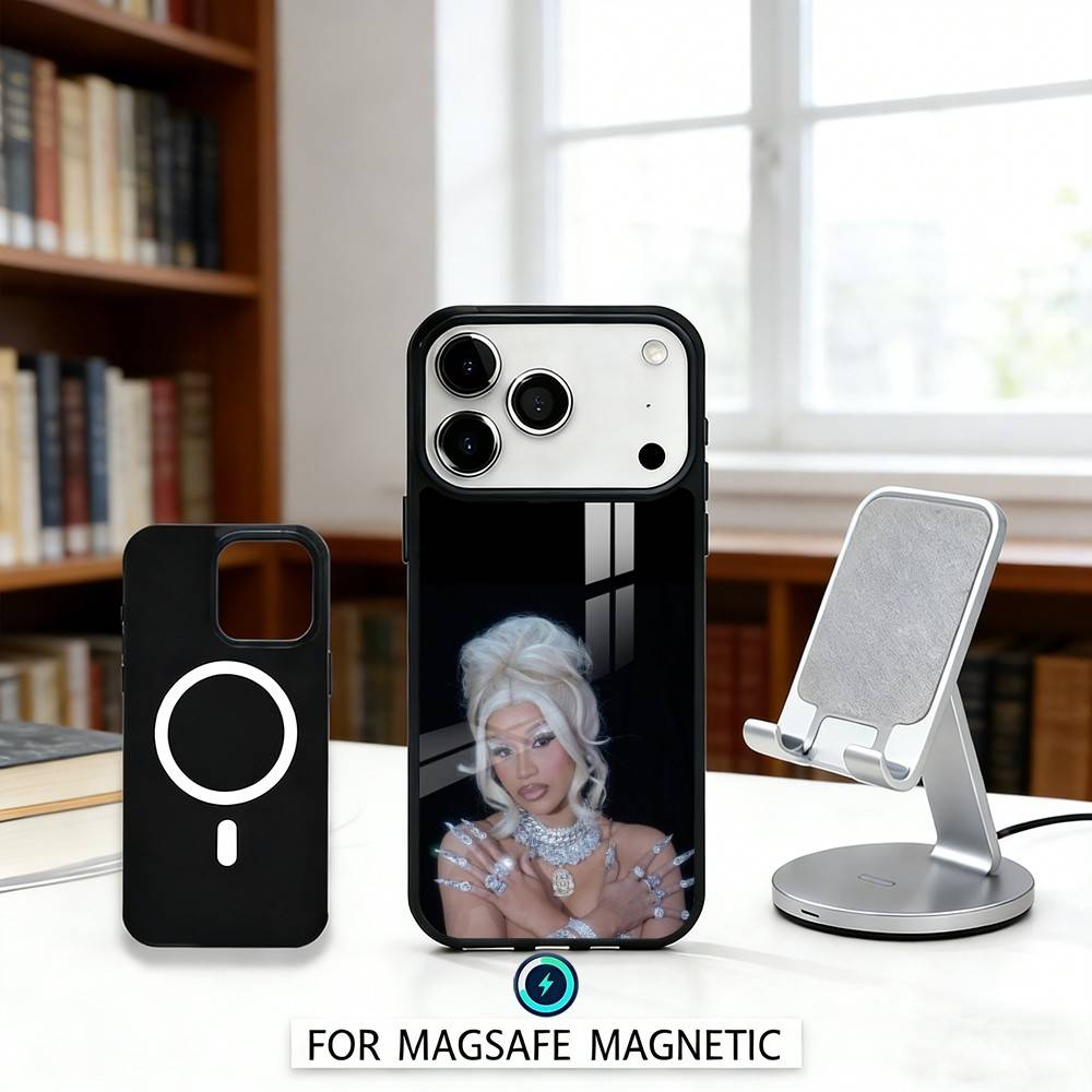 

Hot Rapper C-Cardi B Phone Case Magnetic For iPhone17 16 15 14 13 12 Pro Max For Magsafe Wireless Charging Cover iPhone16PRO