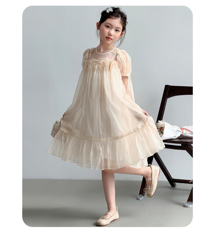 Girls' Dress Summer Dress 2026 New Style Children's Elegant Princess Puff Skirt Girls' Sweet Wind Mesh Skirt