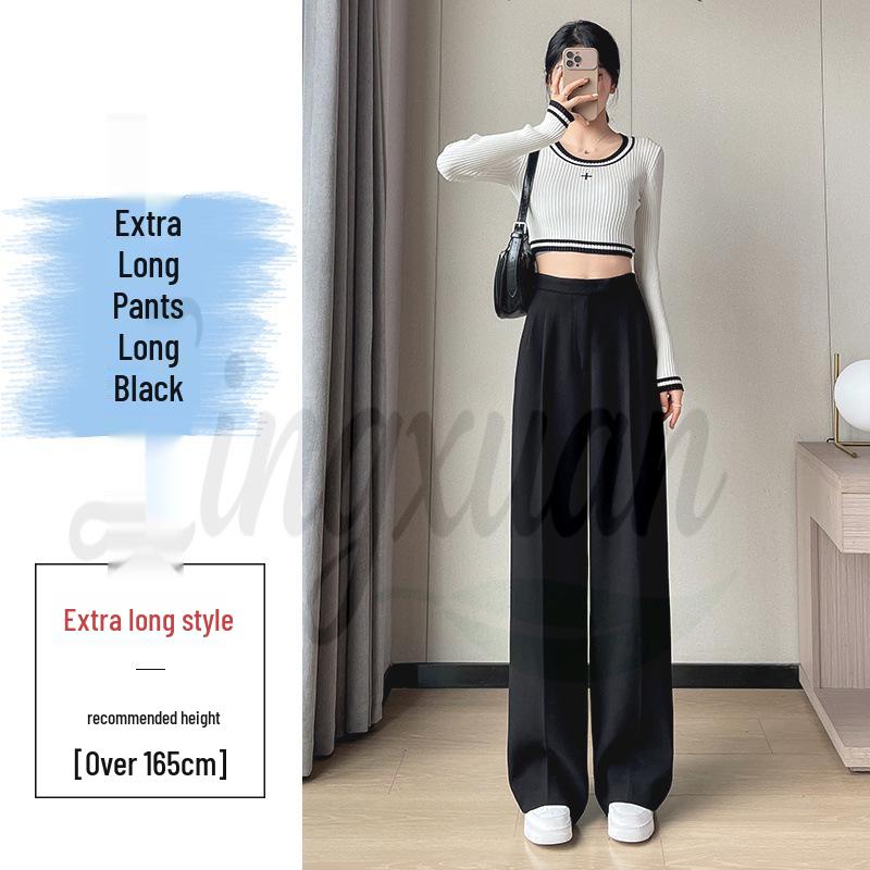 

2026 Autumn/Winter Women s High-Waisted Wide-Leg Velvet Wool Trousers Extra Small