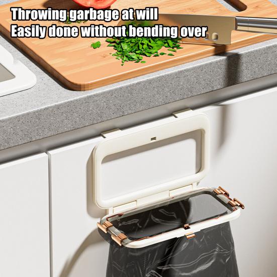 Garbage Bag Hanger Foldable Kitchen Trash Bag Holder Over Cabinet Door No-Drill Wall Mounted Large Capacity Waste Bag Rack