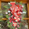 Wall Decoration Christmas Wreath Xmas Front Door Wall Decor Candy Cane Christmas Wreath Bow Garland for Christmas Decoration