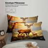 Deer Family Printed Duvet Cover For Kids Adult Warm Watercolor Style Autumnal Sunset 3PCS Full Bedding Sets With 2 Pillowcases