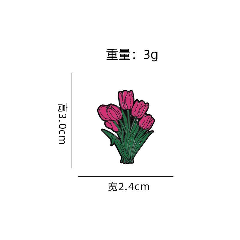 Peony flower brooch fresh and cute plant flower tulip metal badge friend gift decoration