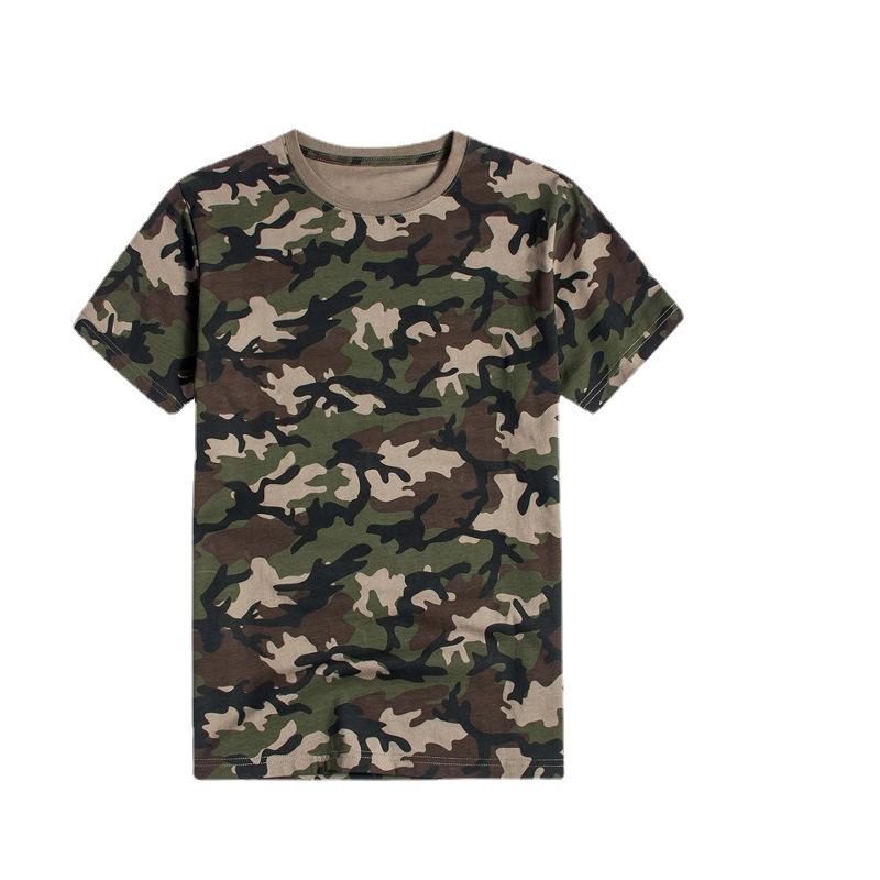 Camouflage Cotton Short-Sleeved T-Shirt Men'S Half-Sleeved Crew Neck Top Military Fan Special Forces Loose Trend Bottoming Shirt