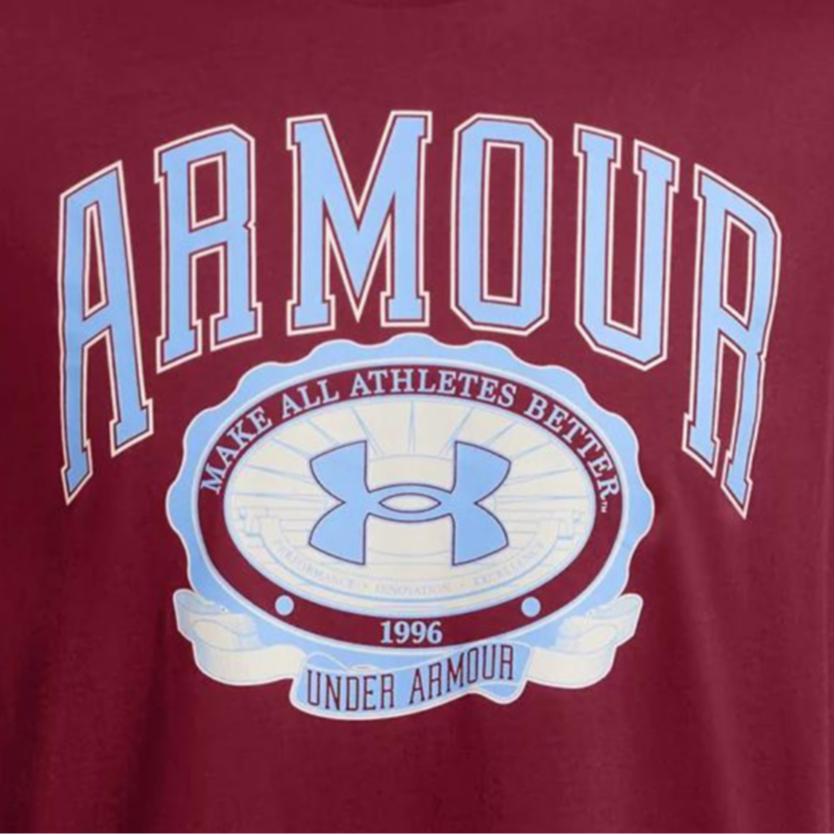 Under Armour Collegiate Letter Print Moisture-Wicking Short Sleeve Breathable T-Shirt Men T-Shirts Flame-Red 1379537-625