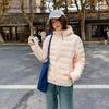 Women's new hooded short cold lightweight thickened padded fluffy warm loose high-quality fabric casual sports cotton clothing