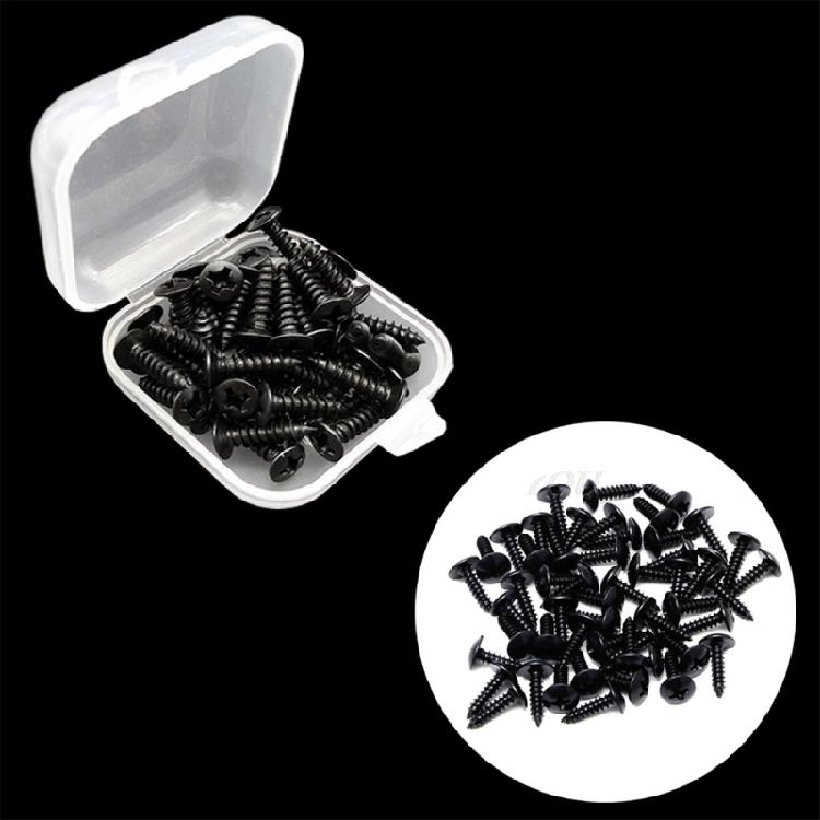 50Pcs 3mm Guitar Protective Plate Screws Scratch Plate Mounting Screws Electric Guitar Bass Pickguard Screws with Box