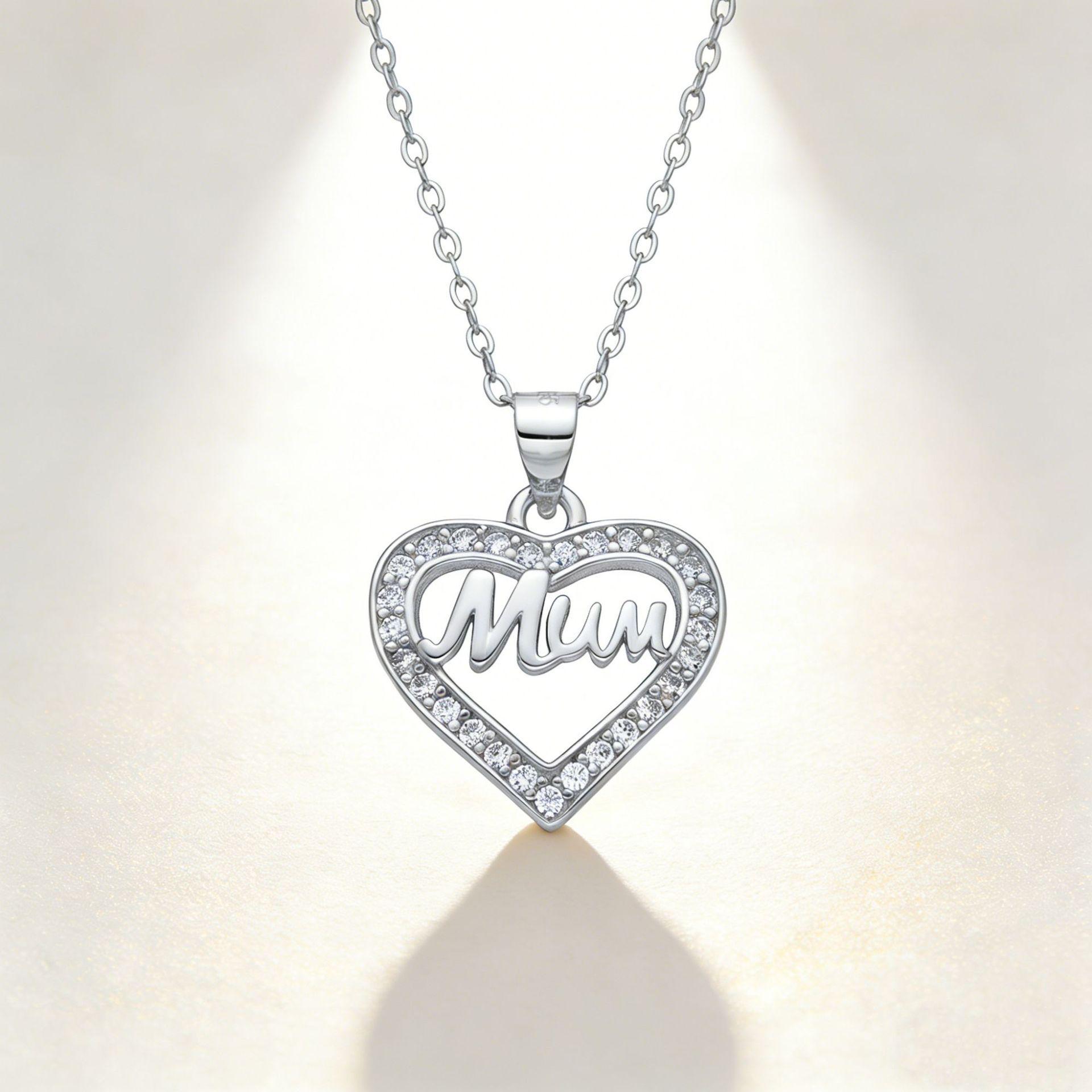 S925 Sterling Silver MOM Heart Necklace for Women - Elegant Clavicle Chain Pendant 925 Silver