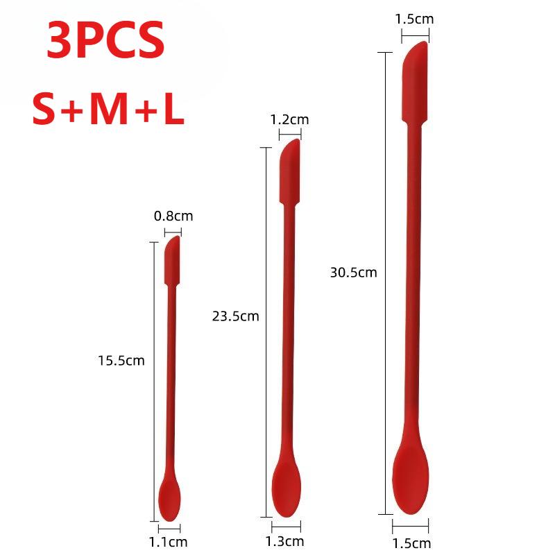 Food Grade Silicone Double-Headed Spatula,Long Handle Pointed Baking Jam Spreader,Cooking Scraping Spoon Combination Tool