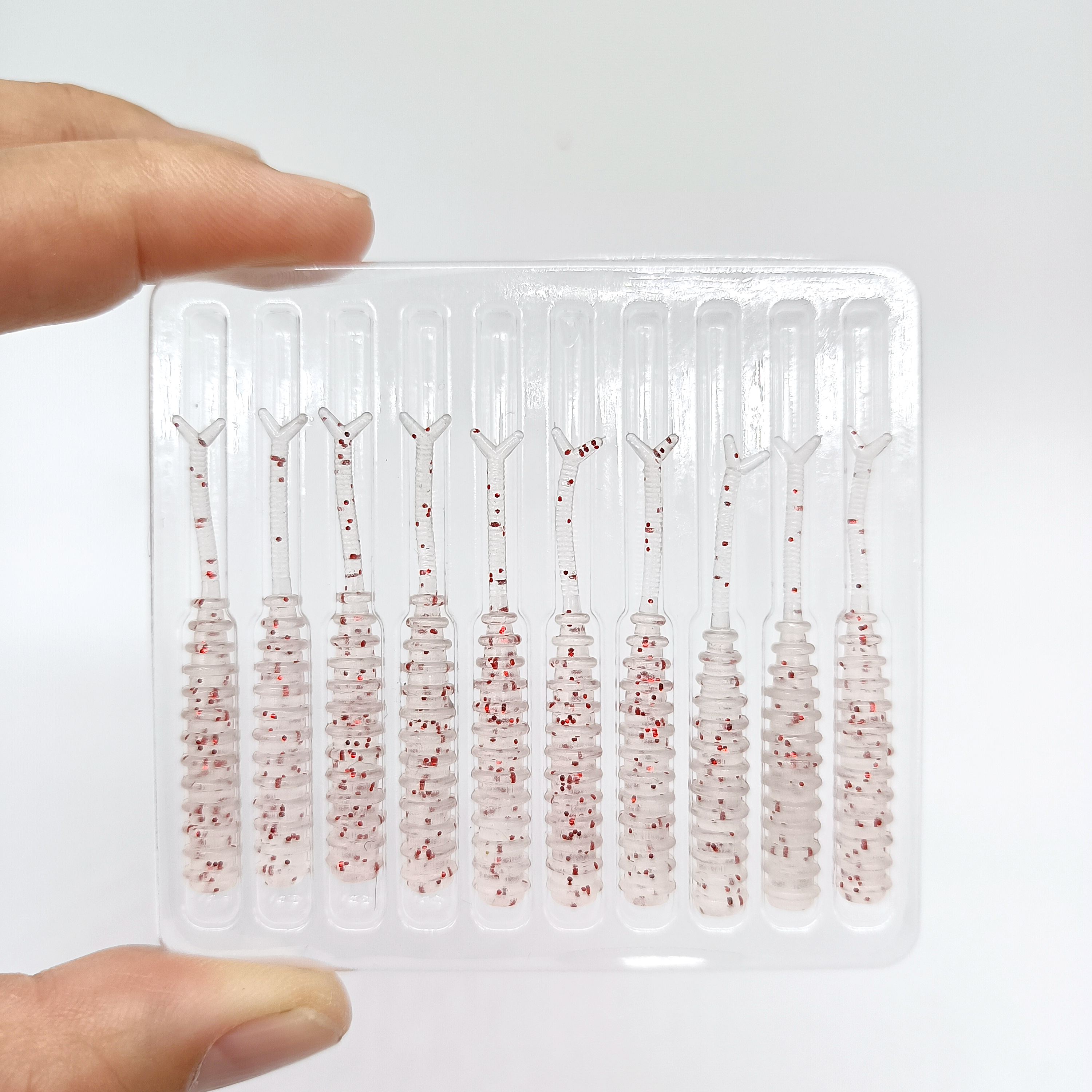 

DUODUOYU 10PCS PVC Mini Ajing Silicone Soft Lures 0.53g 45mm Rockfishing Swimbait Wobblers Artificial Bait Fishing Tackle червоний