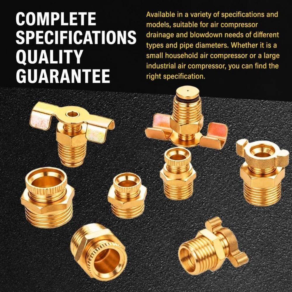 Male Thread Air Compressor Drain Valve Hand-Turn Brass Drain Cock New Air Compressor Drain