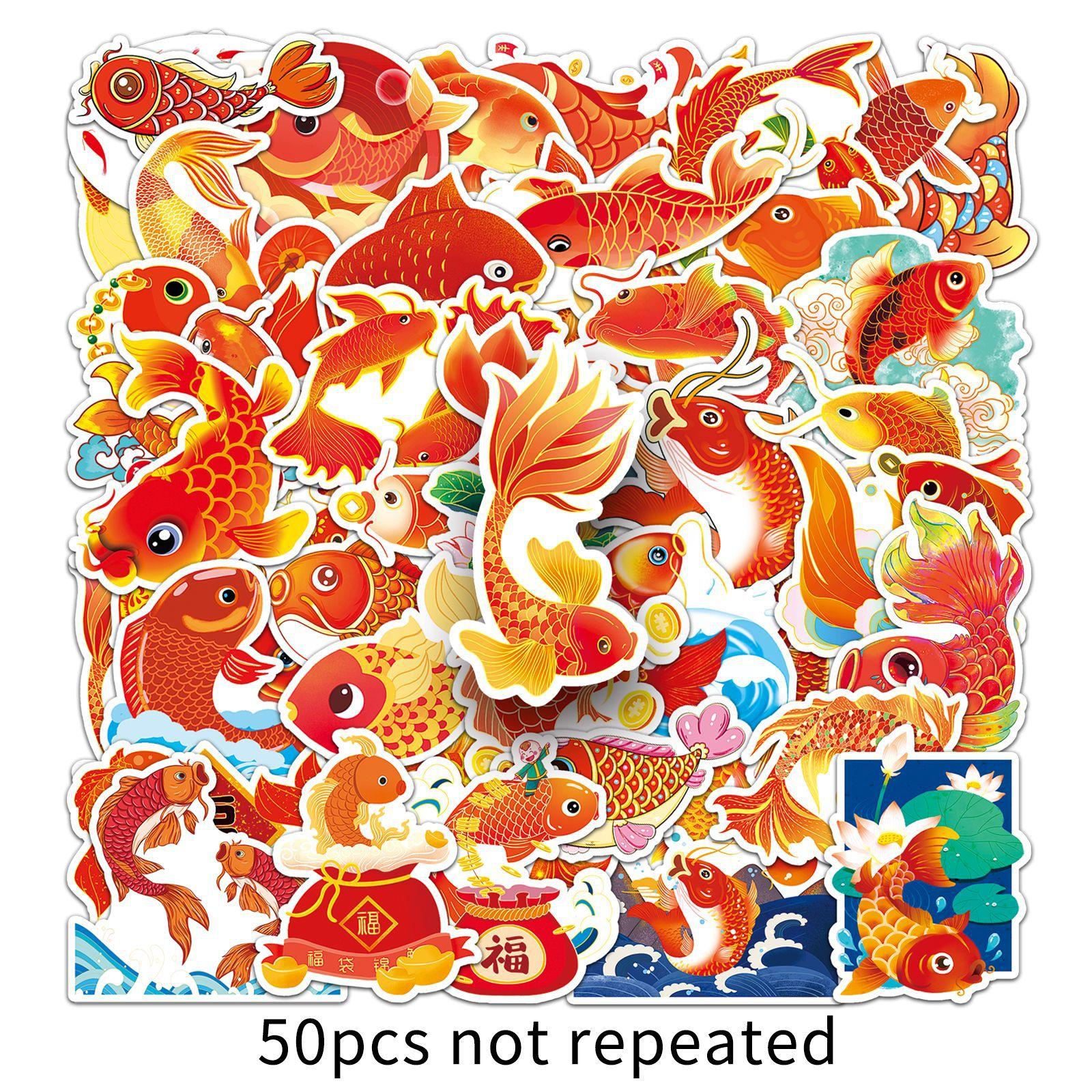 

50 Картонный персонаж Кои Китайский стиль Креативное новогоднее украшение Стакан для воды Стекло Блокнот Чехол для мобильного телефона Наклейка