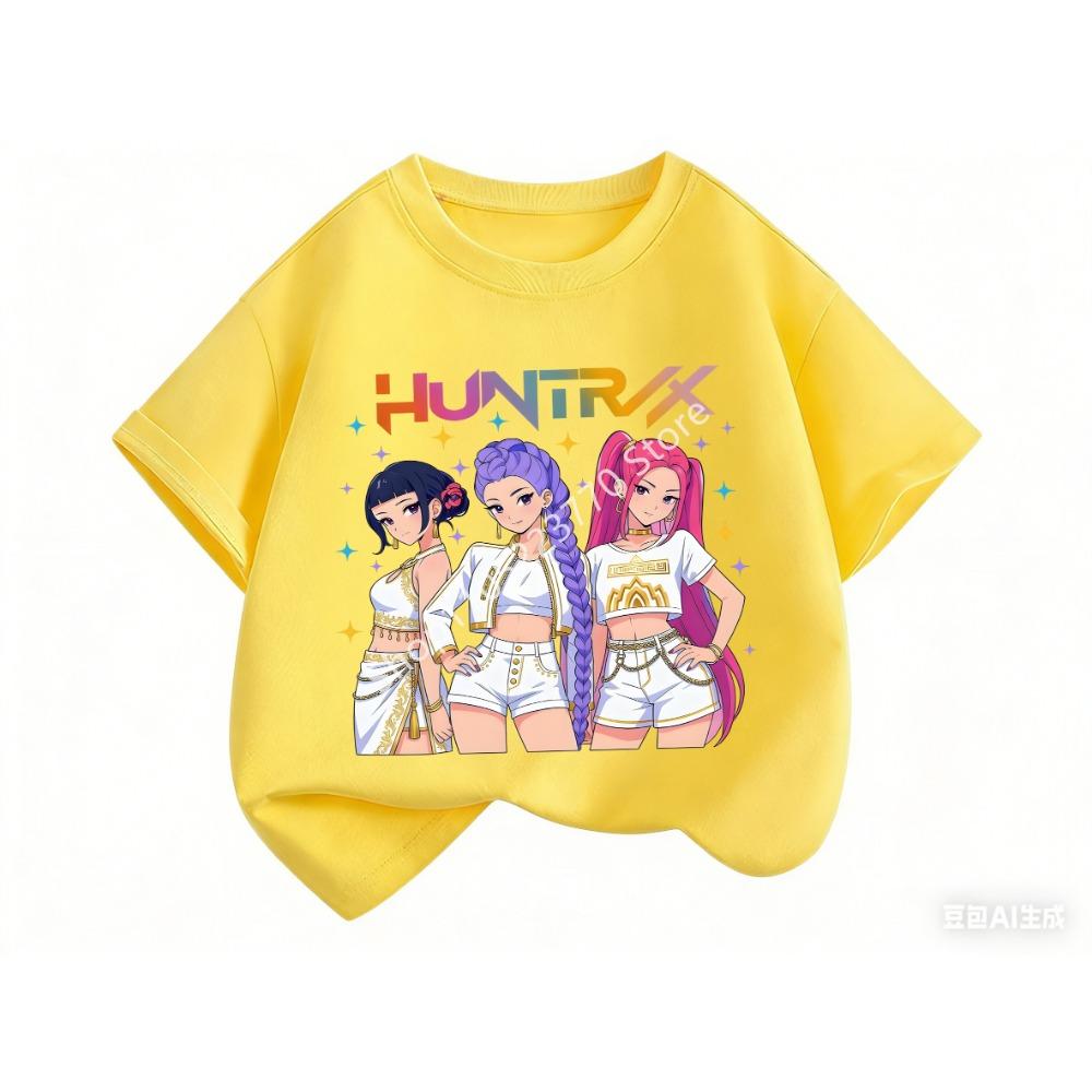 2026 Toddler Girl Clothes Kpop Demon Hunt Ers Cartoon Tee Shirt Funny Gift for Fans Harajuku Cool Kids T-shirts Summer Tops