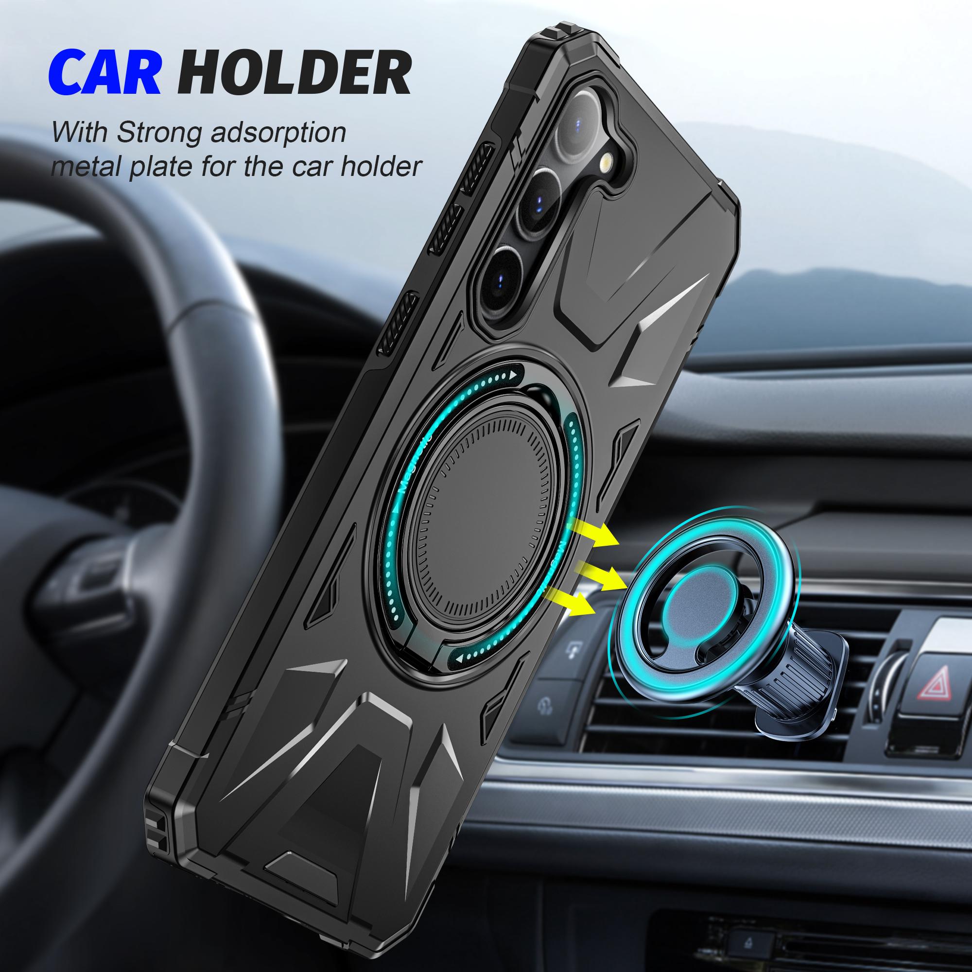 

For Samsung Galaxy S23 Case TPU+PC Kickstand Magnetic Phone Cover Black