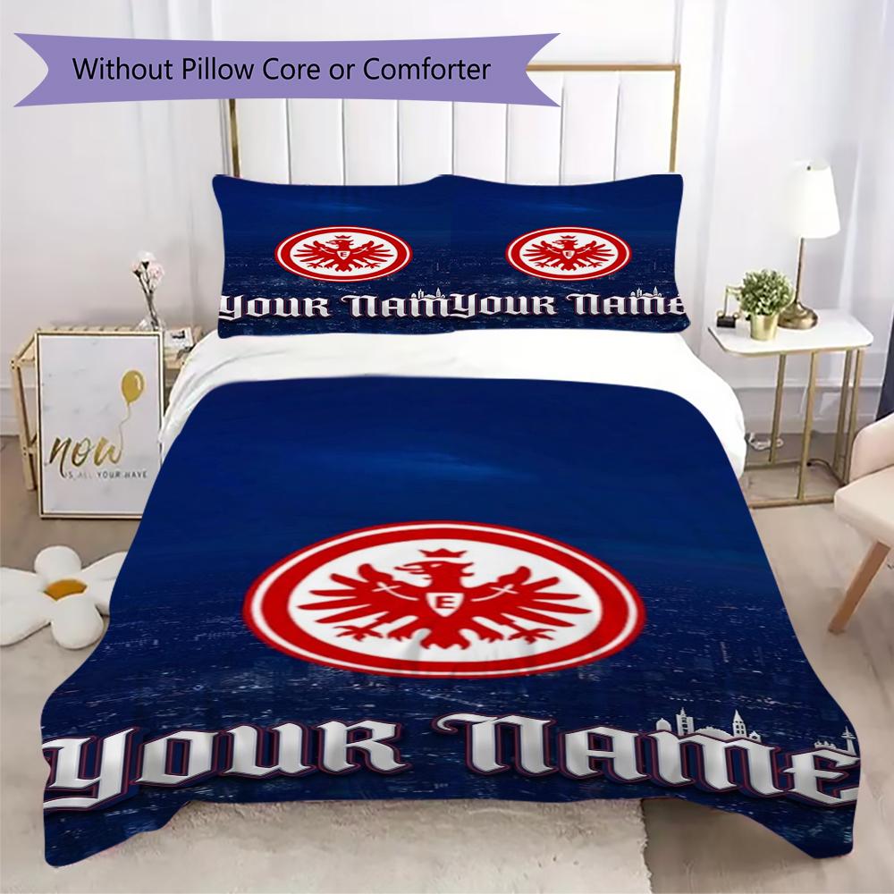 Custom Name Eintracht Frankfurt Pattern Bedding Uilt Set Uilt Cover Pillowcase Home Decoration Birthday Gift (1*duvet Cover+2*pillowcase Without Core)