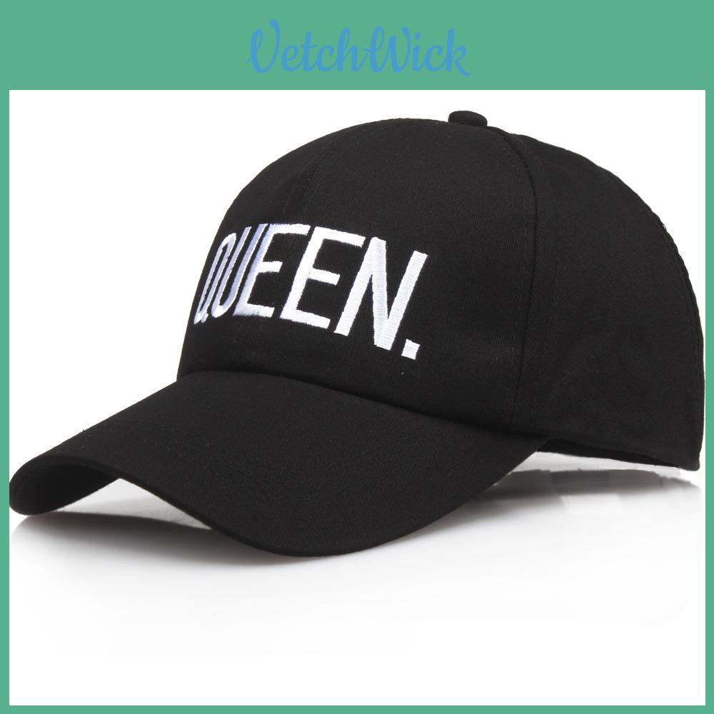 Premium Black Queen/king Baseball Cap With Hip Hop Letter Print For Couples