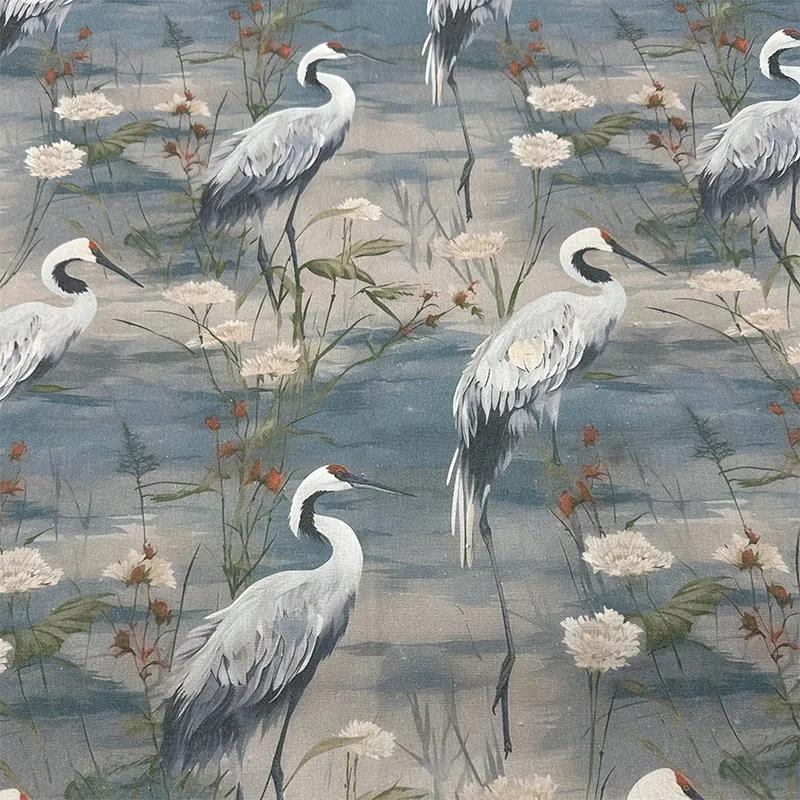 0.5m/1m/2m Encrypted Cotton Linen Retro Chinese Ink Style Fabric For Decorative Cloth Tablecloths Curtains Handmade DIY Fabric