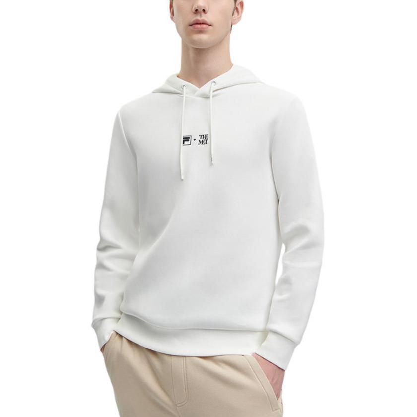 FILA 2023 Autumn New Knitted Hooded Sweatshirt Fashion Casual Loose Knitted Sweatshirt Men sweatshirt Cloud-Mushroom-White F11M348205F-WT