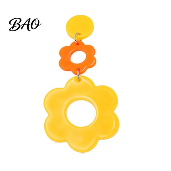 Sweet Style Fashion Earrings 1 Pair Flower for Women, Acrylic Floral Drop Dangle Earrings, Statement Jewelry Spring Summer Big Daily Wear, Travel Long
