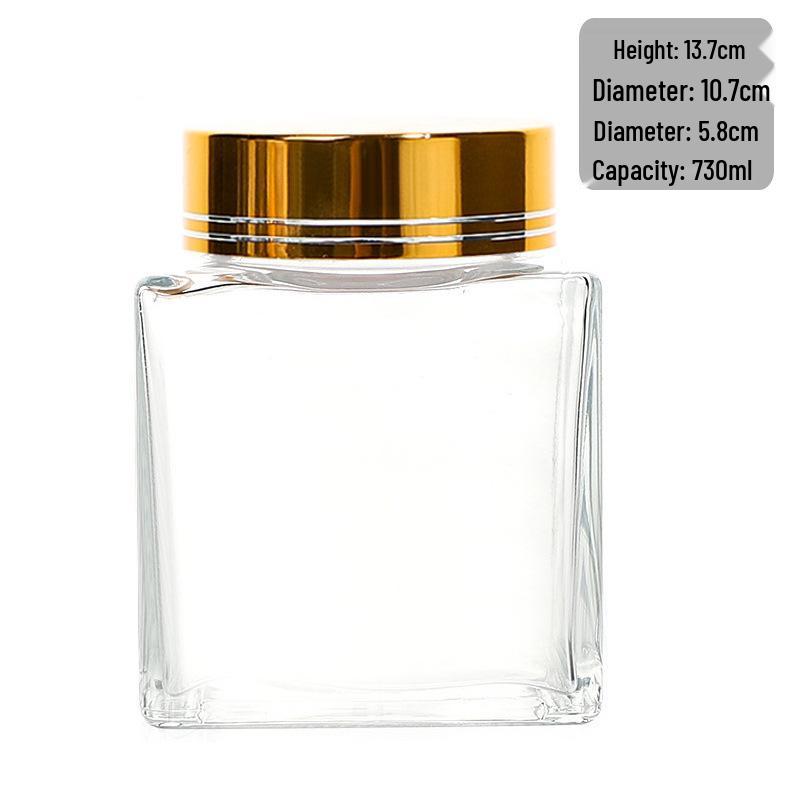 New Wide Mouth Transparent Honey Glass Jar - Thick Square Design for Bird's Nest and Jam