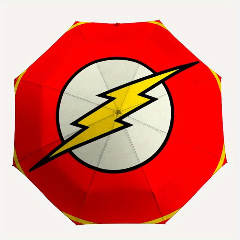 

1pc Flash Logo Automatic Folding Umbrella, 8-Rib Portable & Foldable Design, All-Season Use, Highqualityy0722130