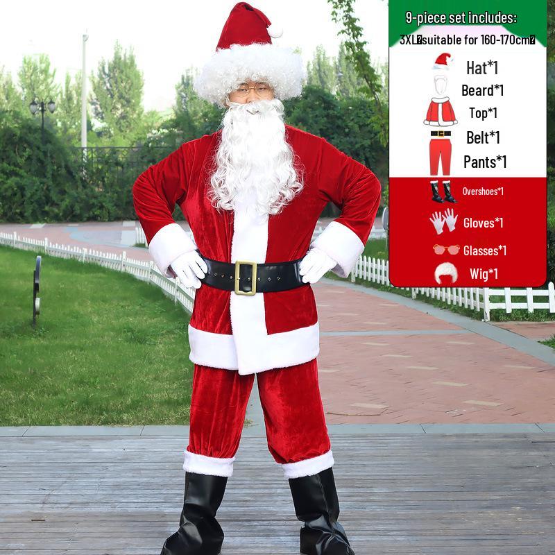 Adult Santa Claus Costume Set - Men's & Women's Plus Size Christmas Outfit