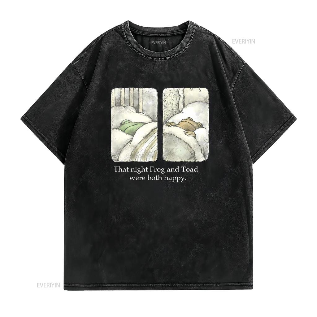That Night Frog And Toad Were Both Happy T Shirt For Friend Vintage Bookish vintage Washed Soft fashion Stylish