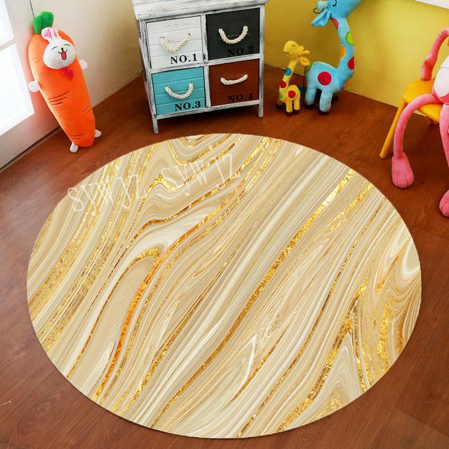 Marble Geometric Round Carpet Living Room Office Chair Computer Table Mat Home Anti -Fouling Decoration Bedroom Coffee Table Mat