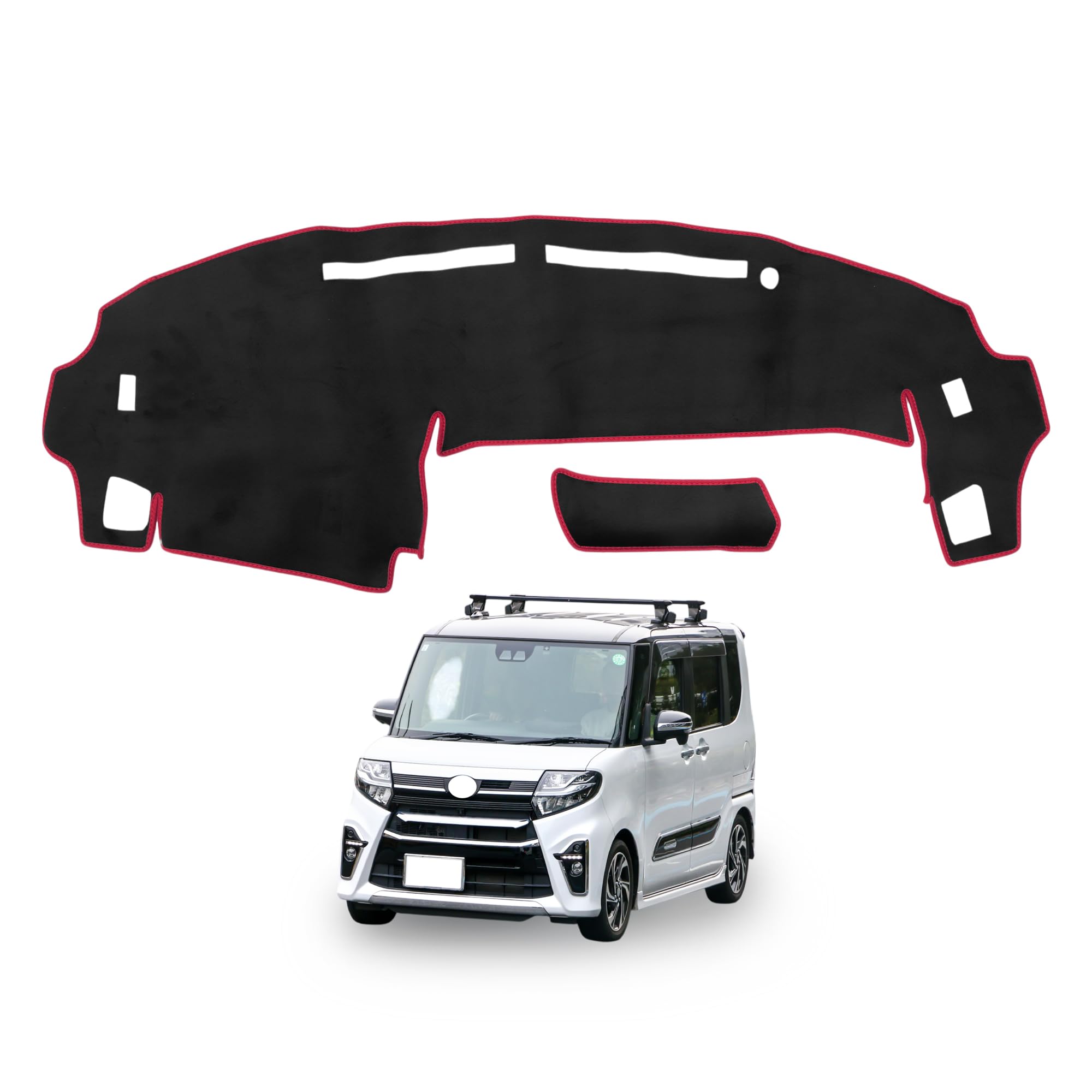 

TUCKBOLD Dashboard Mat for Daihatsu Tanto Car Dashboard Protective Interior Sun Flannel Black with Red Set LA650S/LA660S, Cover, Mat, Accessories,