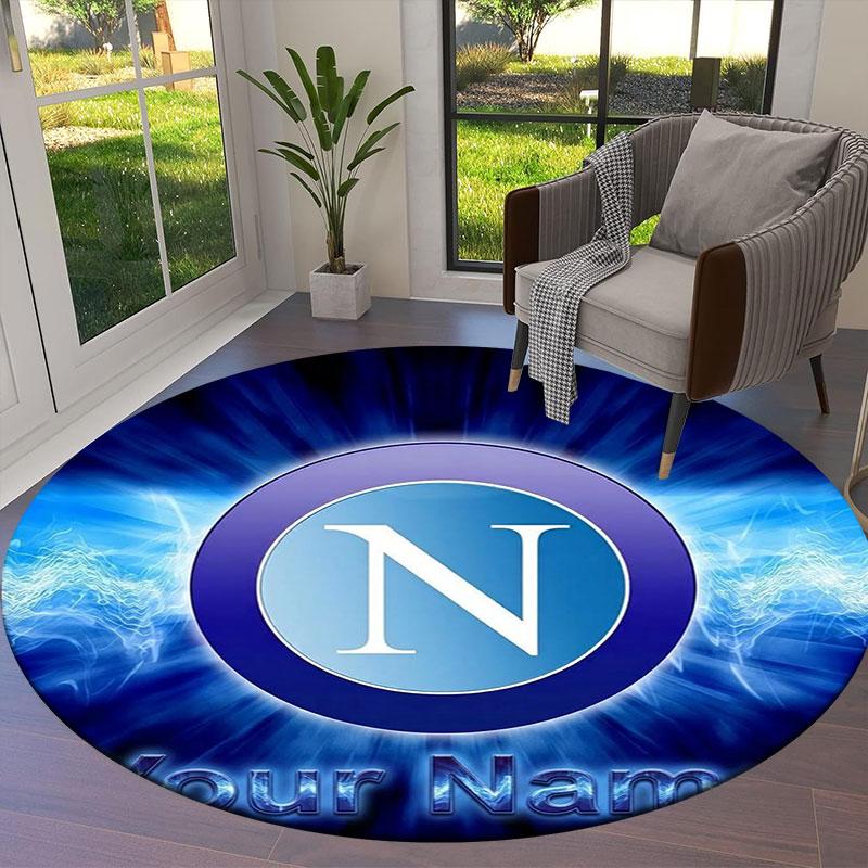 SSC Napoli Custom Name Round Area Rug,Carpet Rug for Living Room Bedroom Sofa Playroom Decor,Non-slip Floor Mat