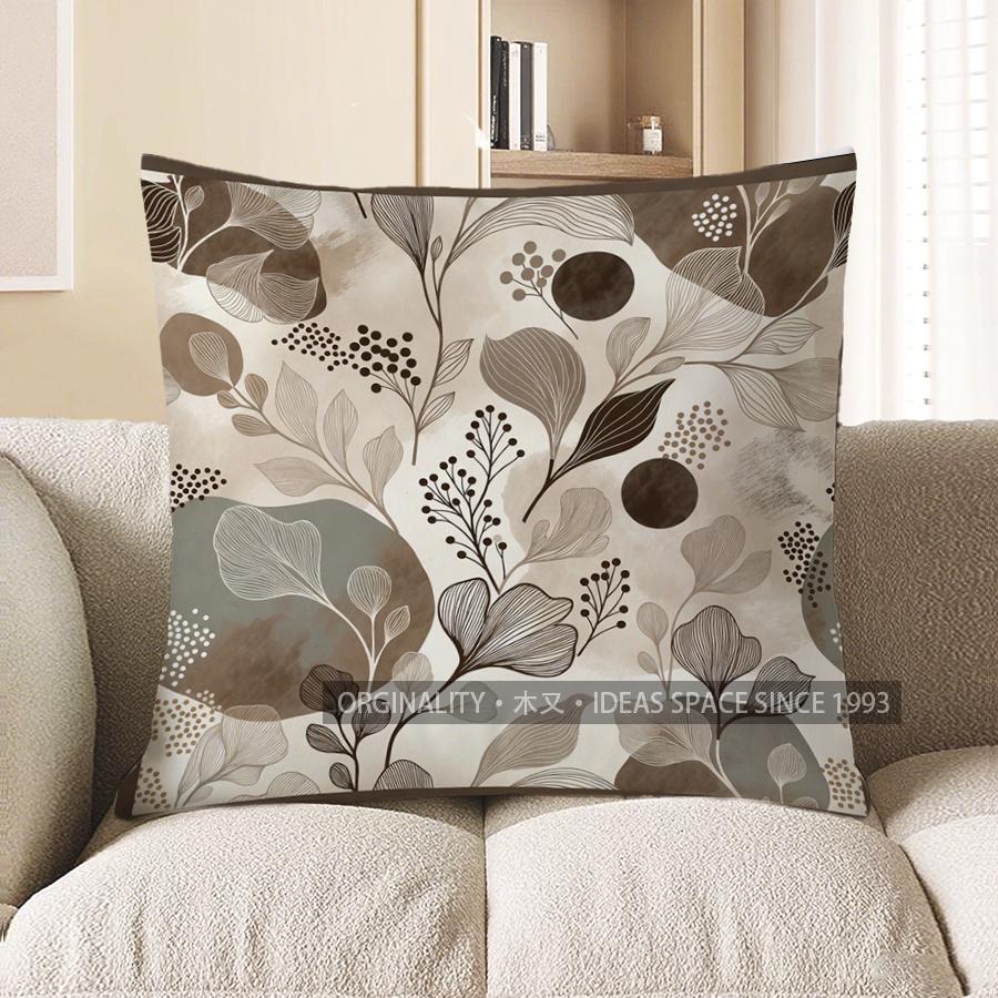 

2D Exquisite Floral & Bamboo Patterned Pillow Covers Pattern Cushion Cover Suitable For Sofa Bedroom Car Pillow Cover 40x40cm