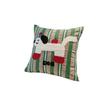 INS Style Green Stripe Pillow Cover Cute Cartoon Apple Dog Embroidery Soft Flock Cushion Cover For Living Room Home Decoration