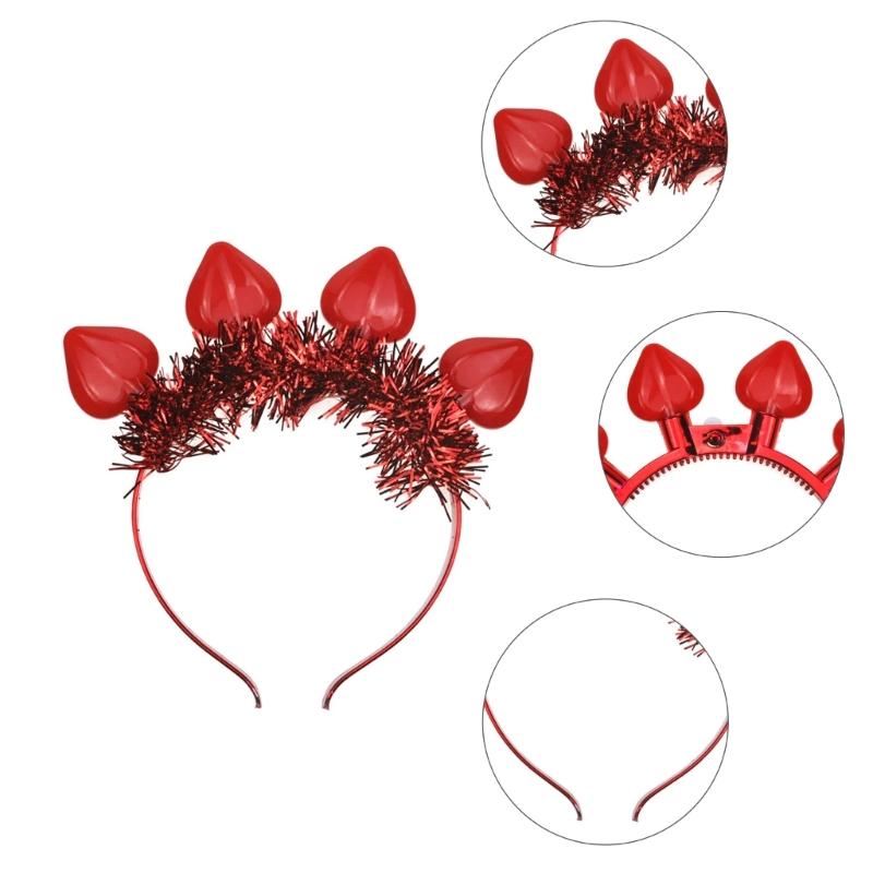 Hausierer Valentinstag LED Stirnband mit Licht Leuchtende Glühbirne Haarreif Neuheit Party Kopfschmuck Kopfbedeckung Party