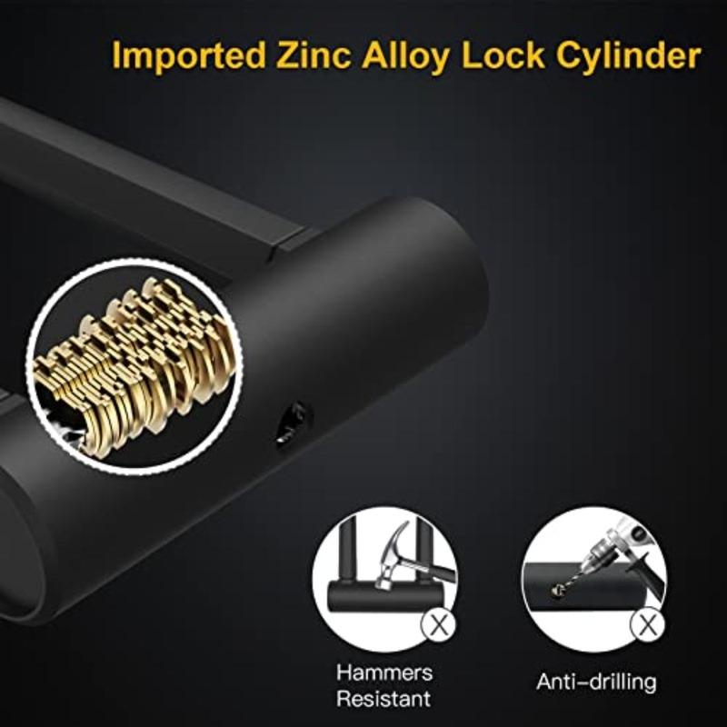Heavy Duty U Lock for Bike Motorcycle Security 16mm Shackle 4ft 6ft Cable with Mounting Bracket Silver