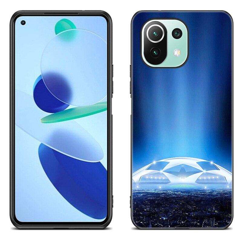 Fire Football Soccer Ball Case For Xiaomi Mi 11 Lite NE 11i 10T 11T Pro A2 A3 Lite POCO F3 M3 M4 C31 X3 Pro NFC GT Black Cover