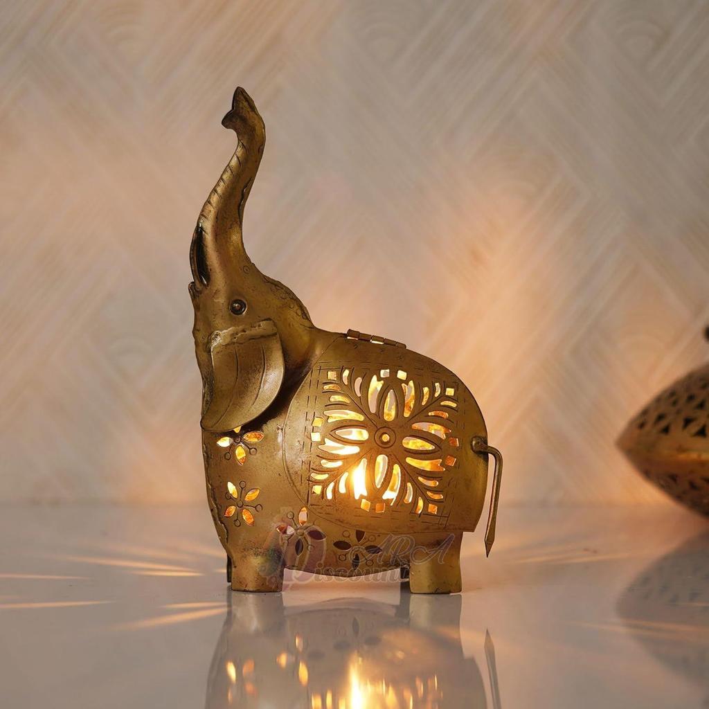 Candle Holder Antique Gold Finish Decorative Items, Home Decor Items for Living Room, Bedroom I Drawing Room,