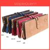 Elegante Tarjetero de Cuero para Mujer Billetera Larga Plegable con Borla y Bolsillo para Chequera